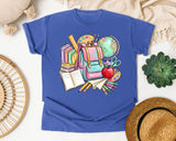 Backpack And Books graphic tee in Flo Blue