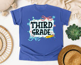 Third Grade Notebook Bow graphic tee in Flo Blue