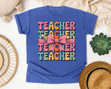 Teacher Teacher Teacher graphic tee in Flo Blue