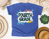 Fourth Grade Notebook Bow graphic tee in Flo Blue