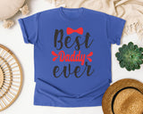 Best Daddy Ever Red 2 graphic tee in Flo Blue