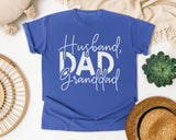 Husband Dad Granddad White graphic tee in Flo Blue