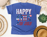 Happy 4th Of July White graphic tee in Flo Blue
