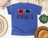 America Grey 4 graphic tee in Flo Blue