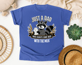 Just A Dad Who Always Came Back With The Milk Brown graphic tee in Flo Blue