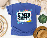 Kindergarten Notebook Bow graphic tee in Flo Blue