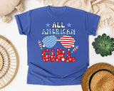 All American Girl Grey graphic tee in Flo Blue