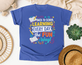 Back To School Learning Every Day The Fun Way graphic tee in Flo Blue