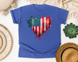American Flag Heart Red graphic tee in Flo Blue