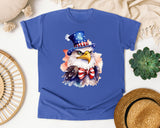 Eagle In Patriotic Hat graphic tee in Flo Blue