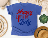 Happy 4th Of July Red graphic tee in Flo Blue