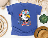 Merica Grey graphic tee in Flo Blue