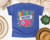 School Mode On graphic tee in Flo Blue