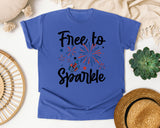 Free To Sparkle Grey graphic tee in Flo Blue