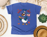 Happy 4th Of July Grey 2 graphic tee in Flo Blue