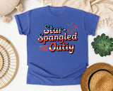 Star Spangled Cutie Grey 2 graphic tee in Flo Blue