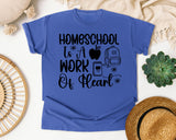 Homeschool Is A Work Of Heart graphic tee in Flo Blue
