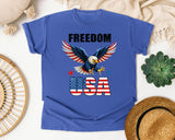Freedom USA Grey graphic tee in Flo Blue