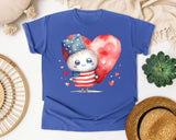 Patriotic Kid With Heart graphic tee in Flo Blue
