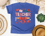Teacher Hearts And Roses graphic tee in Flo Blue
