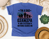 I'm A Dad Grandpa And A Veteran Nothing Scares Me Black graphic tee in Flo Blue