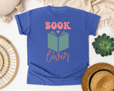 Book Lover graphic tee in Flo Blue