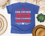 One Father Is More Than A Hundred Schoolmasters White graphic tee in Flo Blue