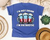 I'm Not Drunk I'm Patriotic White graphic tee in Flo Blue