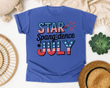 Star Spangled July Grey 2 graphic tee in Flo Blue