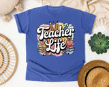Teacher Life Pencils graphic tee in Flo Blue