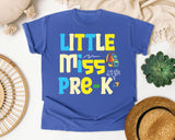 Little Miss Pre-K Bright graphic tee in Flo Blue