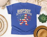 Bigfoot Loves America graphic tee in Flo Blue