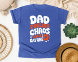 Dad Fueling Chaos Since Day One White 2 graphic tee in Flo Blue