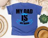 My Dad Is My Hero White 2 graphic tee in Flo Blue
