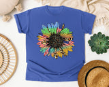 Patriotic Sunflower graphic tee in Flo Blue