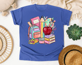 School Supplies Backpack Apple graphic tee in Flo Blue