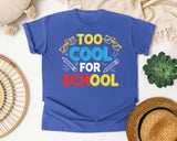Too Cool For School Bold graphic tee in Flo Blue