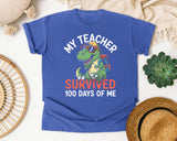 My Teacher Survived 100 Days Of Me graphic tee in Flo Blue
