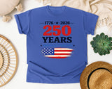 1776 2026 250 Years American Freedom graphic tee in Flo Blue