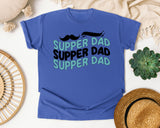 Super Dad Black graphic tee in Flo Blue