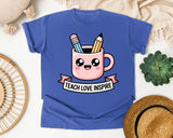 Teach Love Inspire Mug graphic tee in Flo Blue