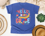 Hello Third Grade graphic tee in Flo Blue