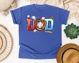 Baseball Dad Glove And Bat graphic tee in Flo Blue