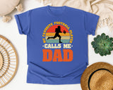 My Favorite Football Player Calls Me Dad graphic tee in Flo Blue