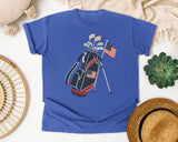 Golf Bag American Flag graphic tee in Flo Blue