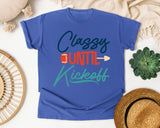 Classy Until Kickoff Navy graphic tee in Flo Blue