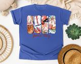 Game Day Baseball Panels graphic tee in Flo Blue