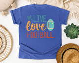 Live Love Football Hearts graphic tee in Flo Blue