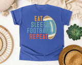 Eat Sleep Football Repeat Retro graphic tee in Flo Blue