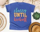 Classy Until Kickoff Gold graphic tee in Flo Blue